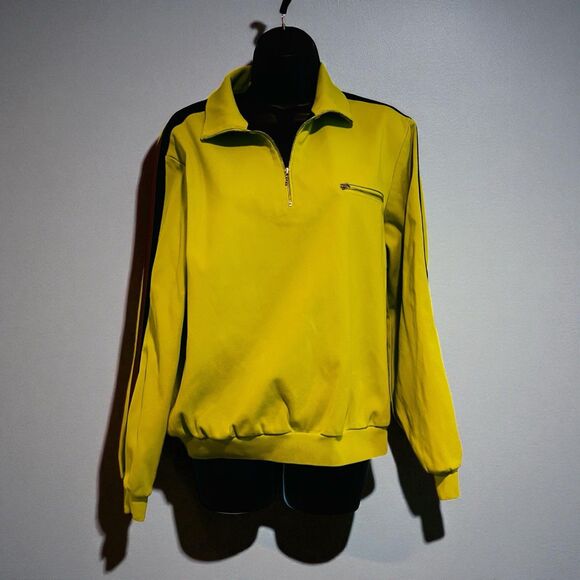 Tory Burch Knit Quarter Zip in Bright Lime Size Medium - Picture 8 of 14